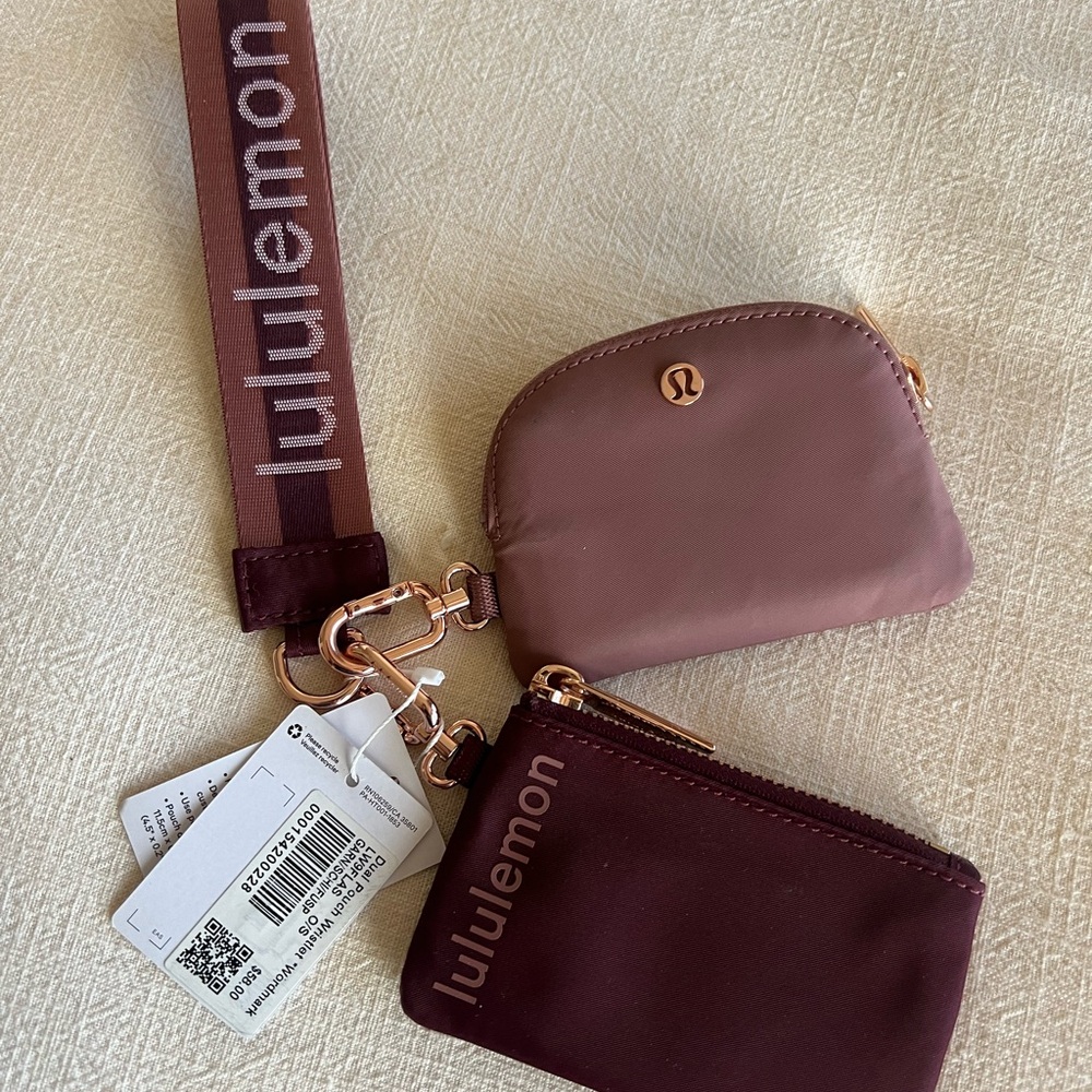 lululemon dual pouch, wristlet. BRAND NEW. Colors Garnet and Spiced chai